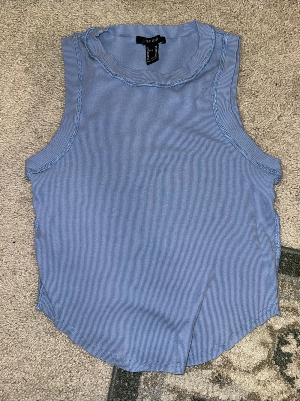 Forever 21 Light Purple Ribbed Tank Top with Ruffle Neck